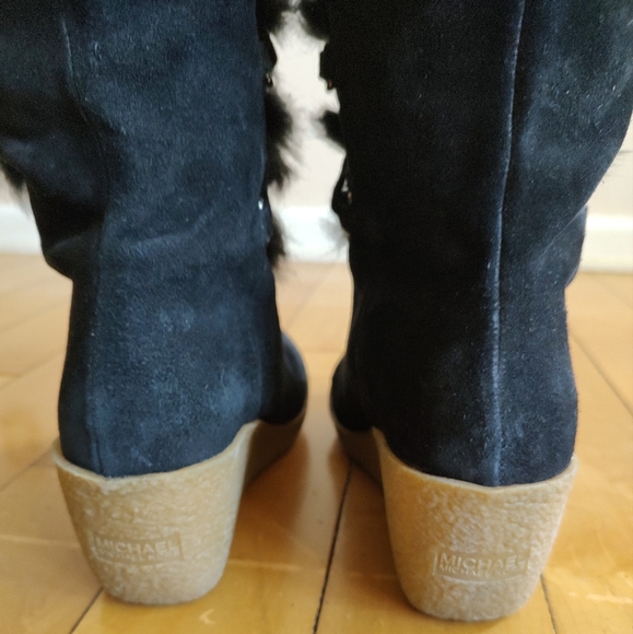 Michael Kors Navy Winter Boots with Wedge Heel and Lacing - Picture 9 of 13